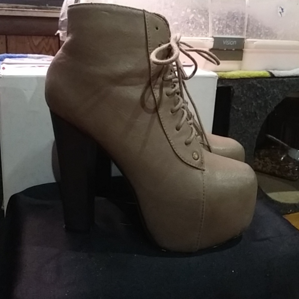 Faux leather nude platforms